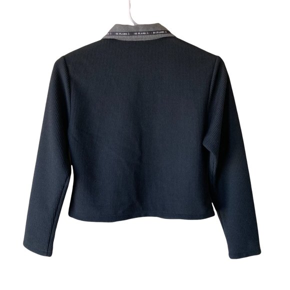 Y2K Style Ribbed Knit Cropped Button Up - Picture 2 of 6